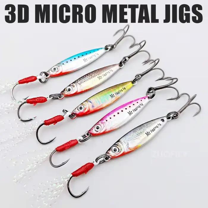 Micro leurre métallique 1.5g à 5g pour pêche fine - mini VIB 3D avec séquins pour petits carnassiers