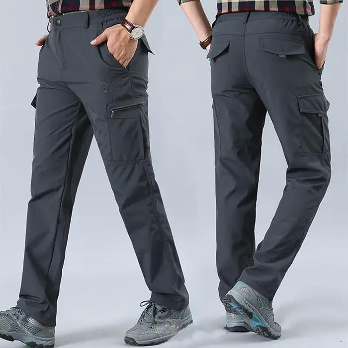 Pantalon cargo tactique hiver homme 2024 - Velours polaire - Chaud respirant pêche multi-poches