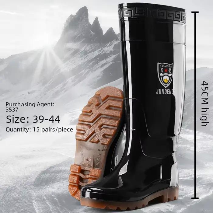 Bottes de pêche PVC homme 45cm hautes sécurité construction tube étendu talon bas forme carrée