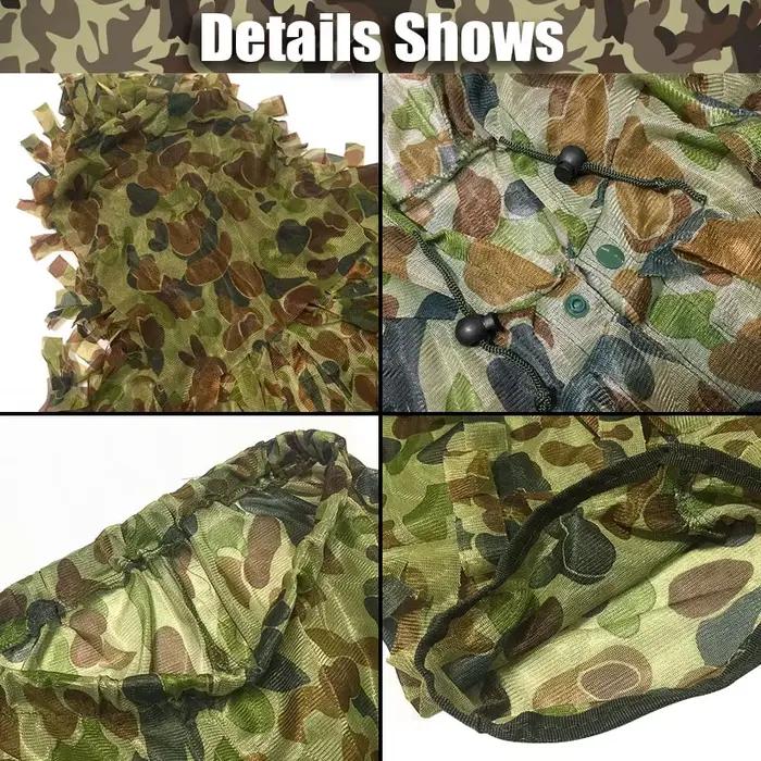 Ensemble Ghillie 3 pièces Yowie feuilles camouflage pêche chasse bionique unisexe tactique