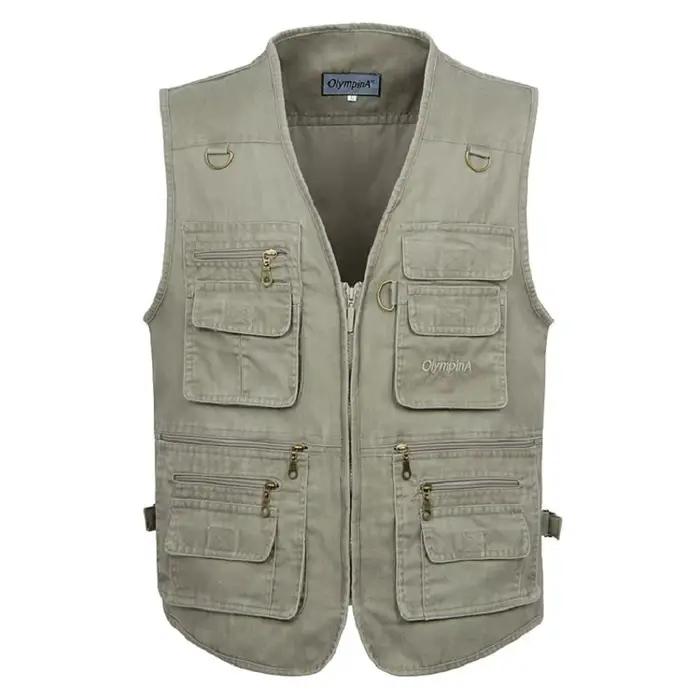 Veste homme multi-poches sans manches grande taille 10XL pêche travail extérieur printemps
