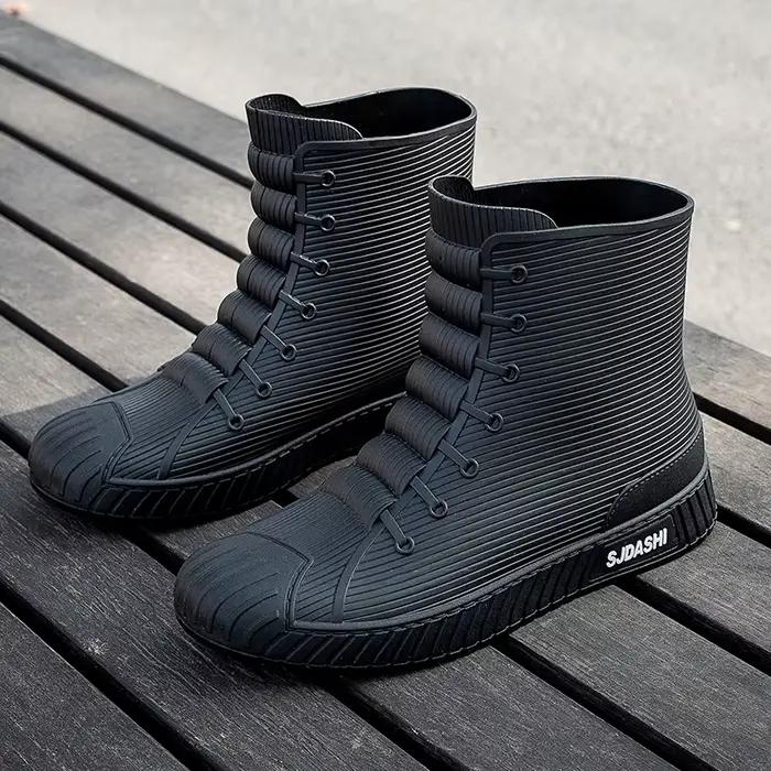 Bottes pluie homme femme été mi-mollet imperméables hiver doublure polaire chaud antidérapant extérieur