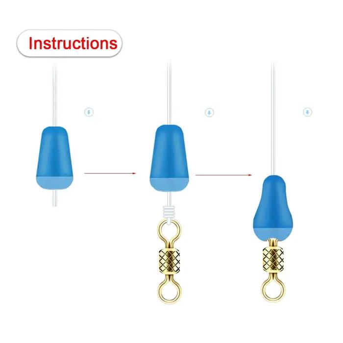 100 pièces flotteurs pêche anti-emmêlement stopper ovale bleu, accessoires canne espace beans SeaTool pour pêche en mer