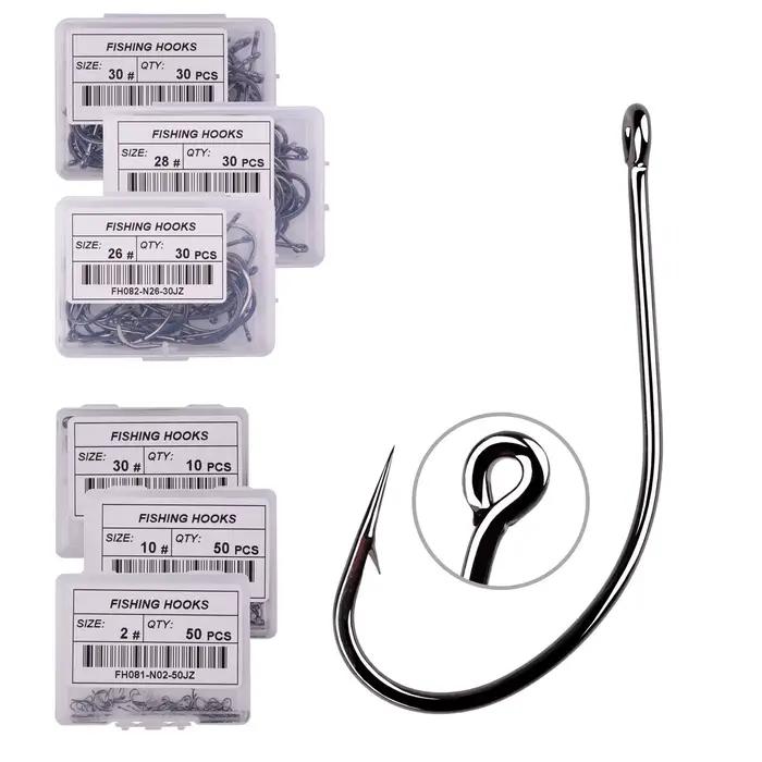 Lot de 60 hameçons carpe acier carbone inoxydable anti-décrochage avec boîte retail pour pêche