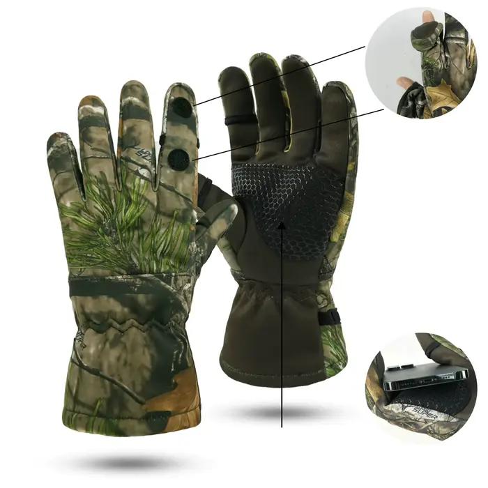 Gants de pêche polaire camouflage hiver homme femme - Chauds imperméables antidérapants outdoor