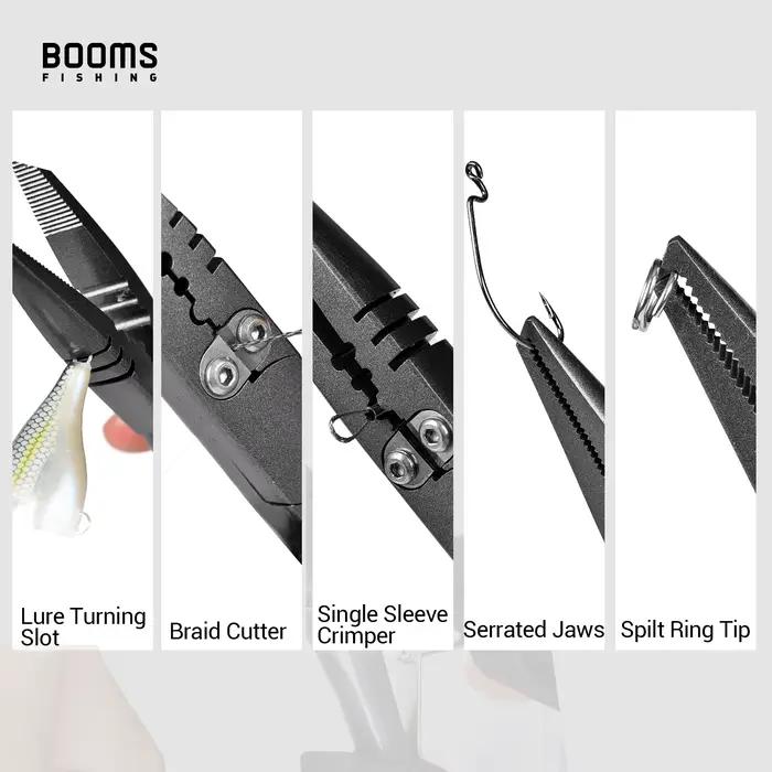 Pince F03 Booms Fishing 23cm en acier inoxydable avec bec long et coupe-fil - Outil professionnel pêcheur