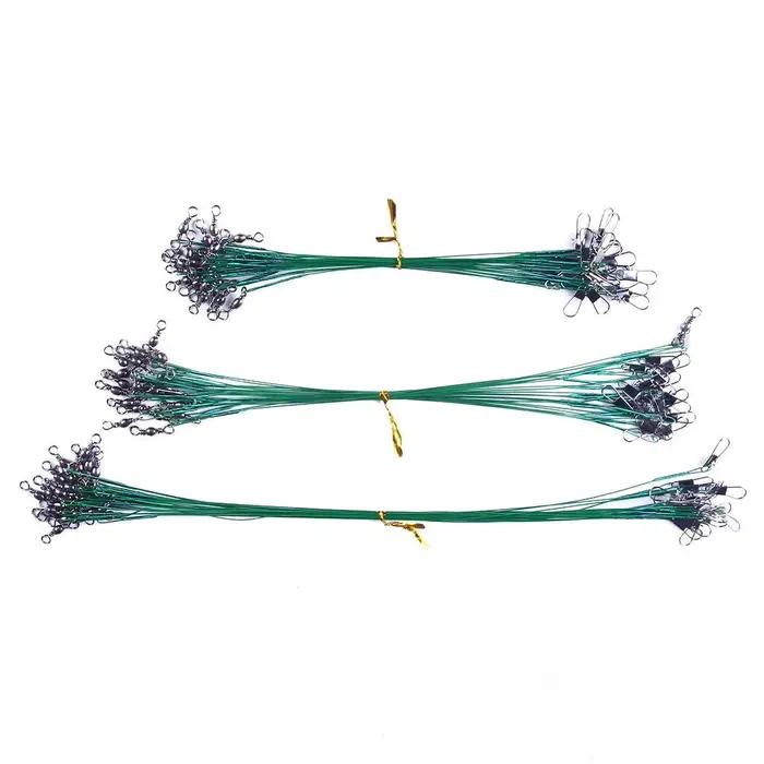 Fil de pêche anti-dent acier avec émerillon, bas de ligne plombé résistant pour carnassiers, 15 à 30 cm