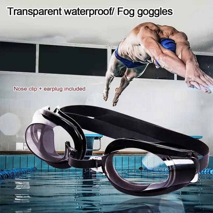 Lunettes de natation étanches anti-buée UV réglables avec embouts et pince-nez pêche