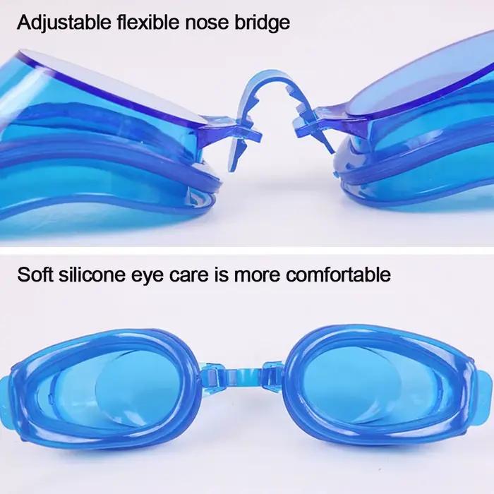 Lunettes de natation étanches anti-buée UV réglables avec embouts et pince-nez pêche