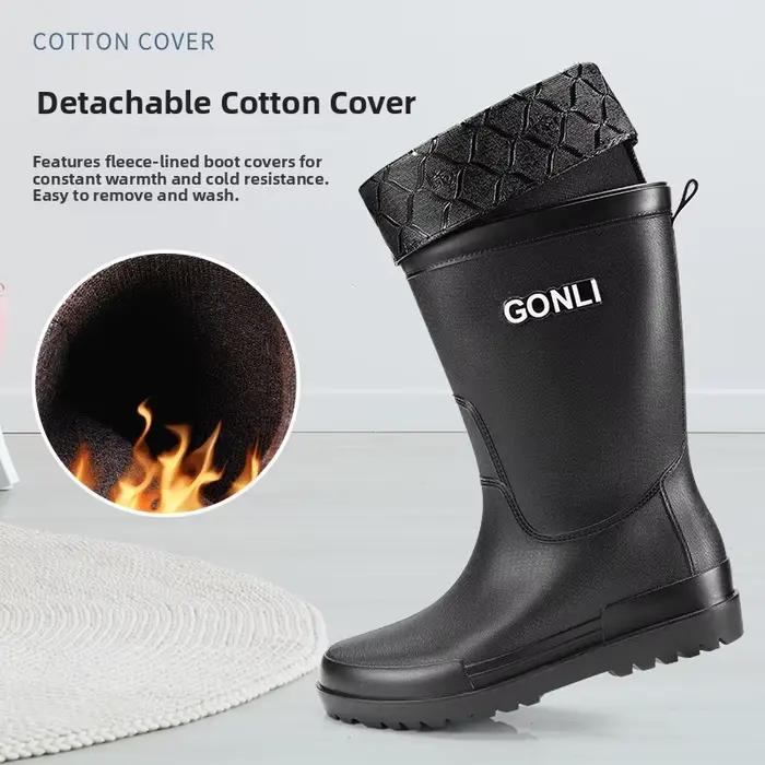 Bottes mi-mollet polaire pêche homme imperméables antidérapantes lavage auto travail toutes saisons