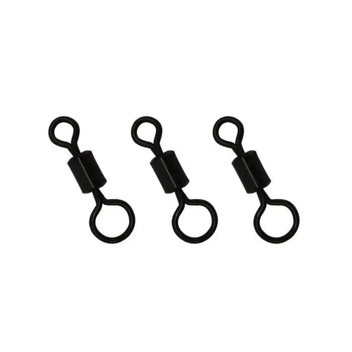 50 émerillons noirs pour pêche à la carpe - Émerillons roulants solides à œil large pour leurres et connecteurs