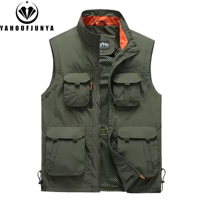 Veste sans manches multi-poches pour pêche printemps été 2024 couleur unie grande taille 6XL