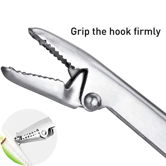 Stainless Steel Unhooking Device Fish Clamp Clip Catch Remover Plier Fishing Hoo