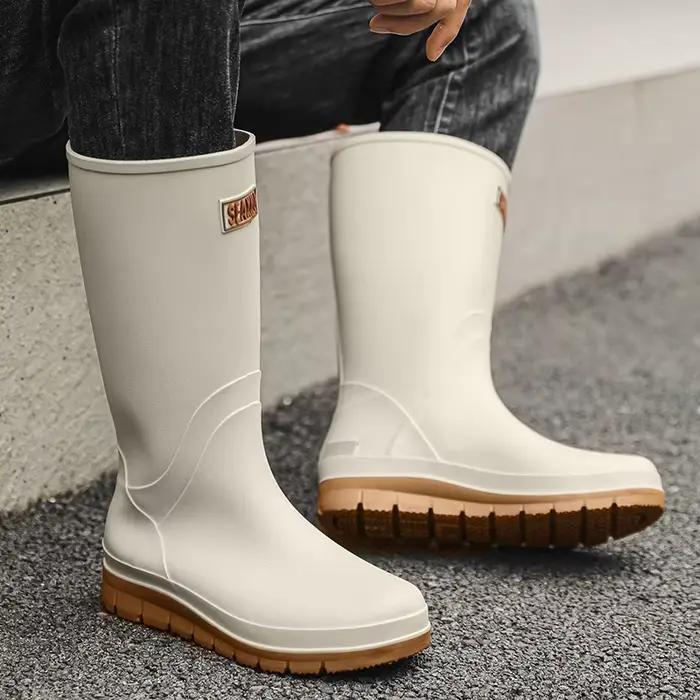 Bottes de pluie homme hautes épaisses antidérapantes PVC pour pêche toutes saisons