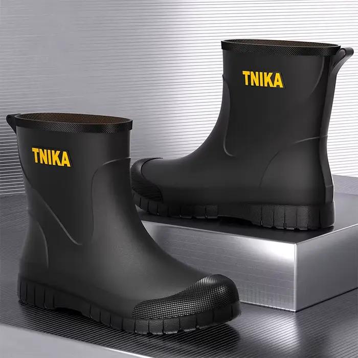 Bottes pluie homme mi-mollet pêche lavage auto antidérapantes mode européenne