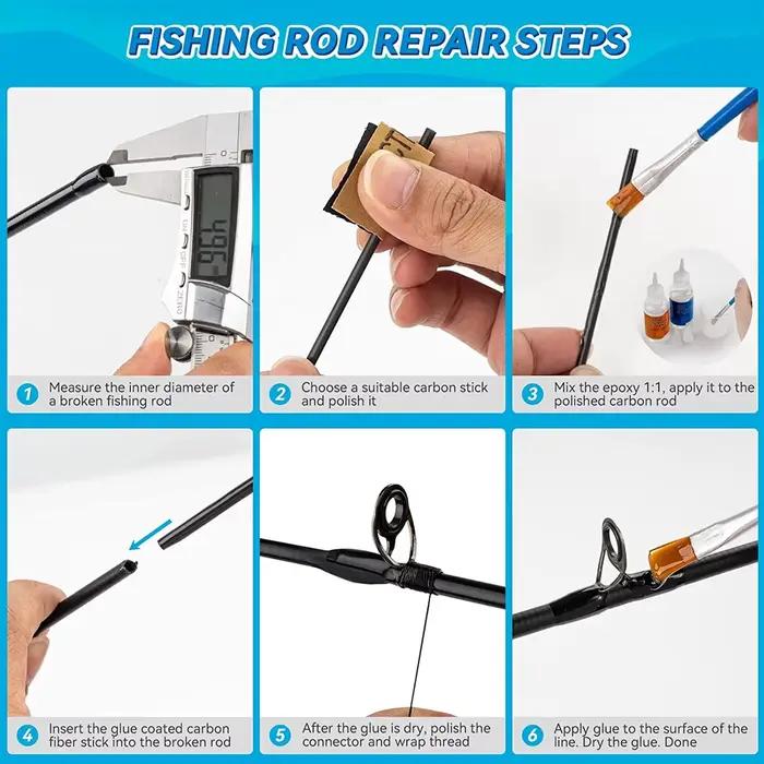 Kit bâtonnets fibre carbone FishTrip 1mm à 10mm pour réparation cannes pêche cassées