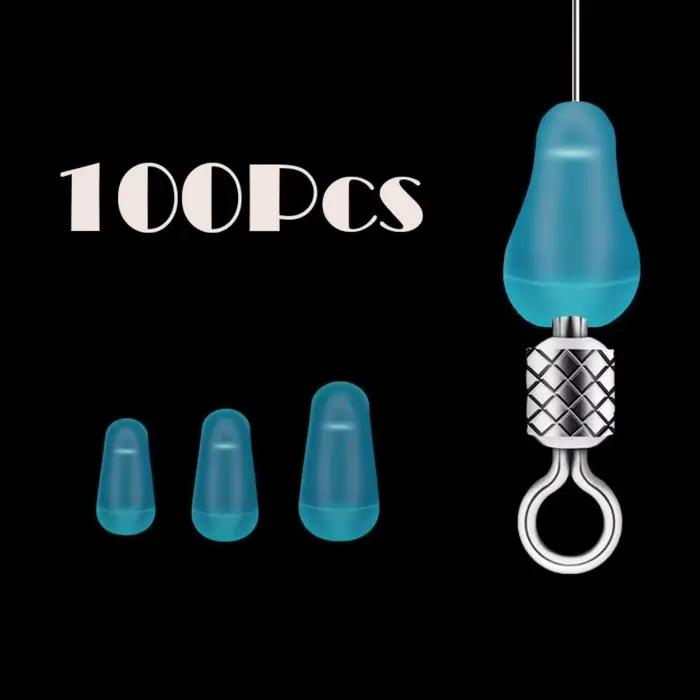 100 pièces de bouchons ovales en caoutchouc bleu pour pêche à la carpe et pêche à