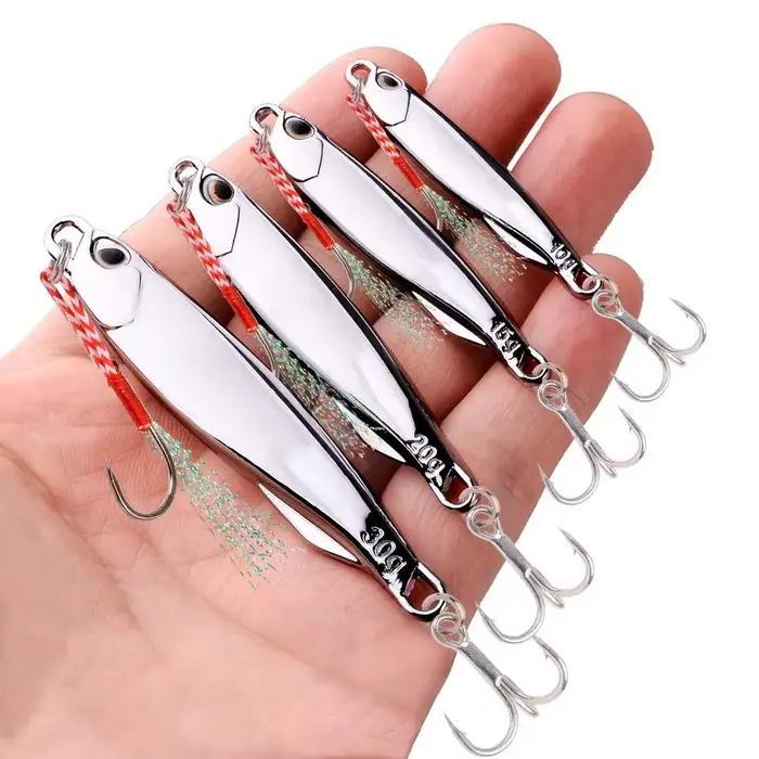 Kit 5 leurres métalliques chromés 10g à 30g pour pêche en mer et bar - leurres jigging
