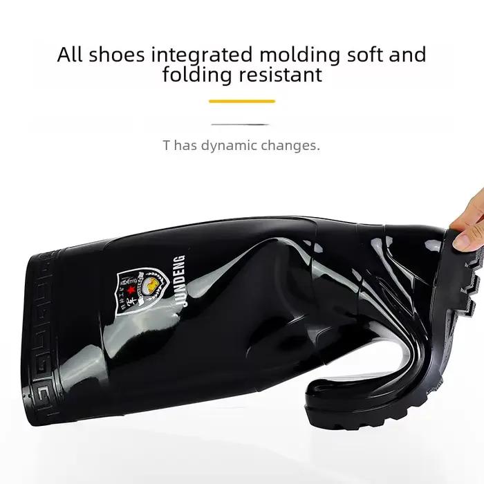 Bottes de pêche PVC homme 45cm hautes sécurité construction tube étendu talon bas forme carrée