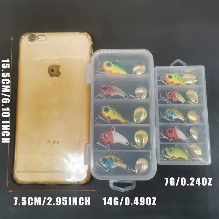 Kit de leurres de pêche 5 pièces métal VIB, leurres plombés spinner et cuillères pour carnassiers