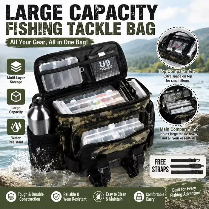 Sac bandoulière pêche étanche grande capacité avec porte-canne - Accessoires sport outdoor portable
