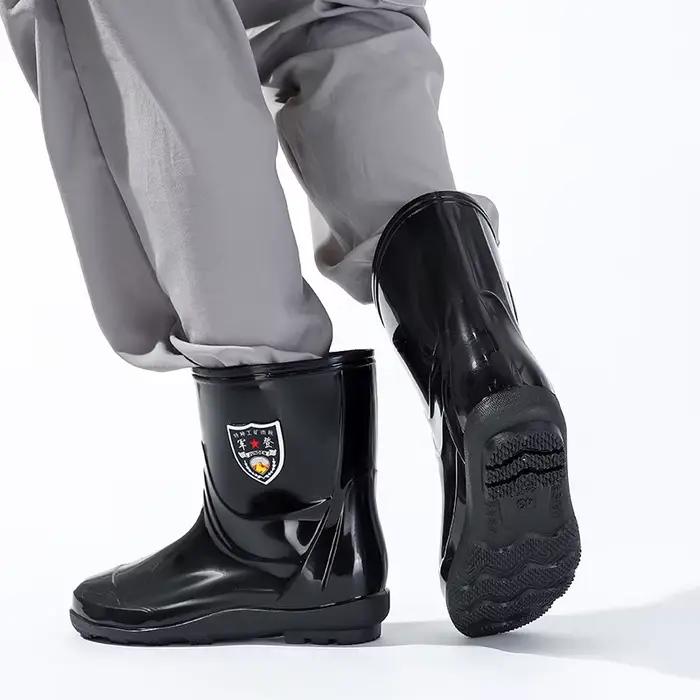 Bottes de pluie homme grande taille tube haut épaisses antidérapantes pêche chaudes tailles larges