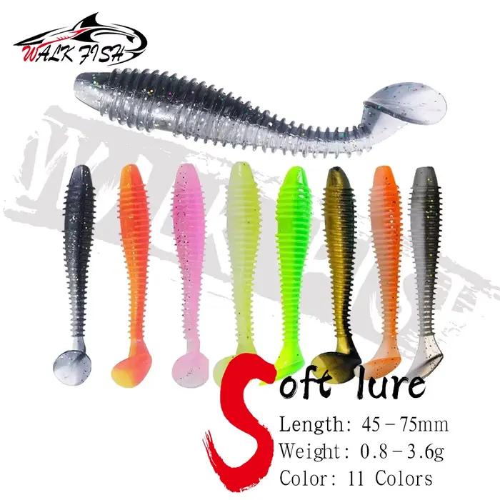 Leurres souples WALK FISH 10Pcs T-tail bicolores pour perche et poisson mandarin - appâts efficaces