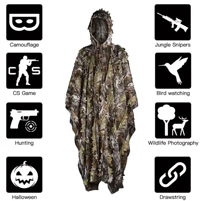 Tenue camouflage style cape chasse photo animalière - Vêtement bionique discrétion maximale pêche CS game