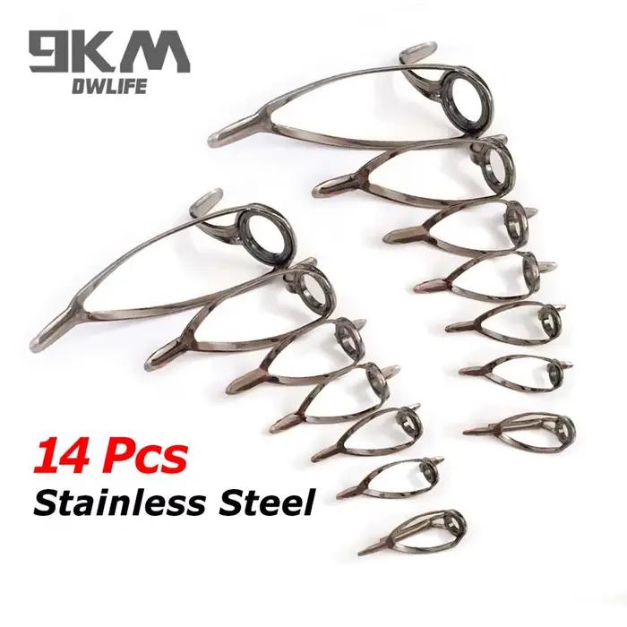 14 guides de canne pêche mer acier inoxydable 4-14mm accessoires remplacement réparation anneaux céramique