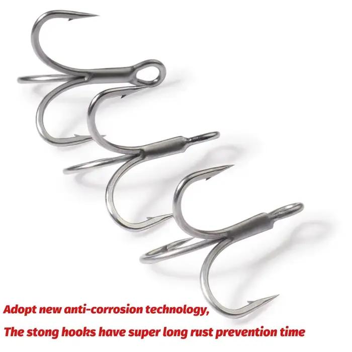 Hameçons triples GOBAIT 20 pièces tailles 2 à 10 - Acier carbone nickelé anti-rouille pour pêche