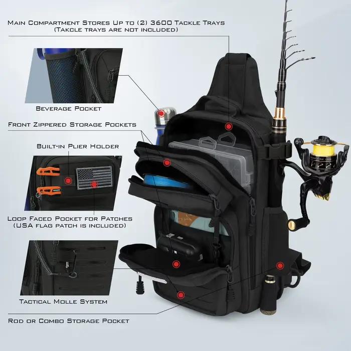 Sac bandoulière tactique KastKing BlowBak - sac de pêche léger pour équipement extérieur et accessoires