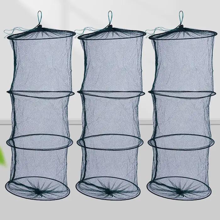 Cage à poisson pliable portable multicouche en nylon durable pour carpes et poissons blancs