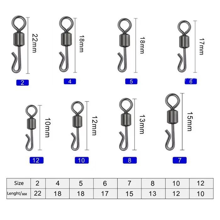 Émerillons rapides Q-Shape 50 pièces pour montages carpe - accessoires de pêche à changement rapide