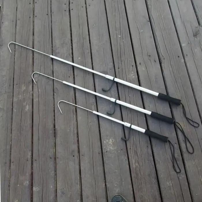 Gaffe télescopique pêche en mer acier inoxydable, crochet harpon souple pour poissons et accessoires de pêche