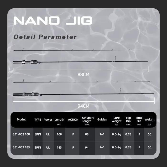 Canne spinning MIFINE Nano Jig ultra-légère 0.5-2g pour truite et bar en eau douce/salée