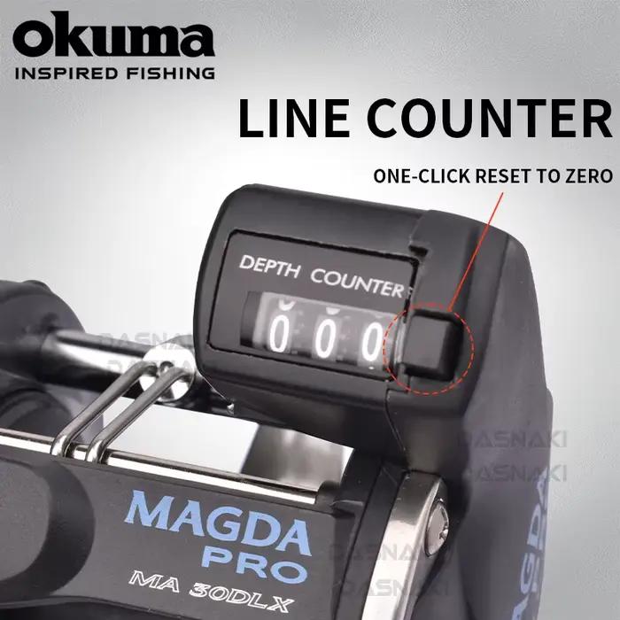 Moulinet mer OKUMA MAGDA linecounter DT MA-15DT-T multirolle baitcasting compteur de ligne