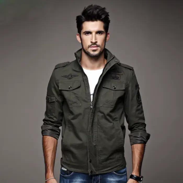 Veste militaire homme pêche cargo printemps automne grande taille armée air force pêche outdoor