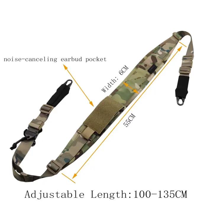 Bretelle fusil modulaire réglable 2 points/1 point - Accessoire pêche et chasse polyvalent transport