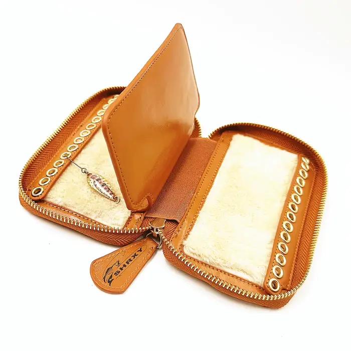 Porte-leurres séquins pêche à la mouche séchage mouches portefeuille cuir vachette pêcheurs