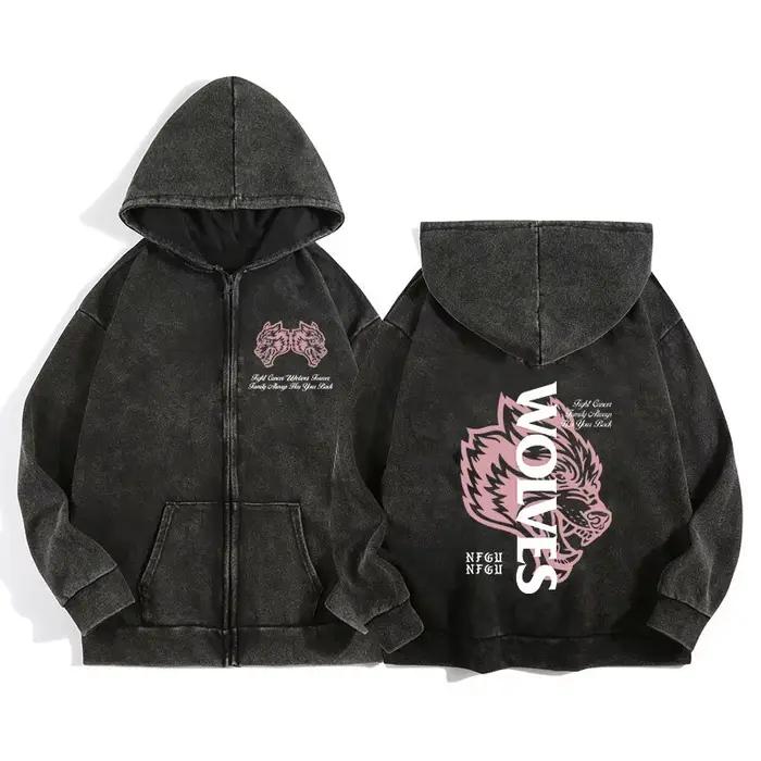 Sweat à capuche zip Darc Wolves Sport pour pêcheurs - Style gothique manga harajuku homme femme
