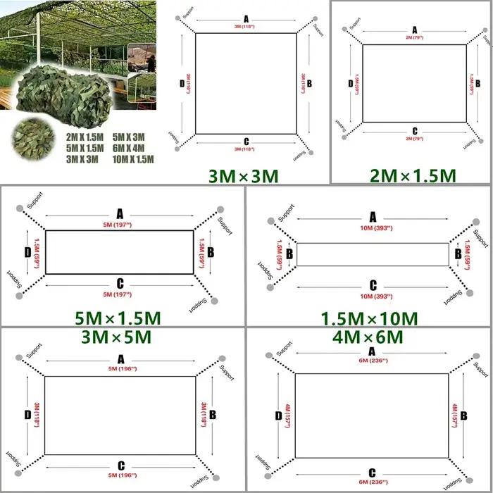 Filet camouflage pêche 10x1.5m - Protection discrète pour poste de pêche et observation