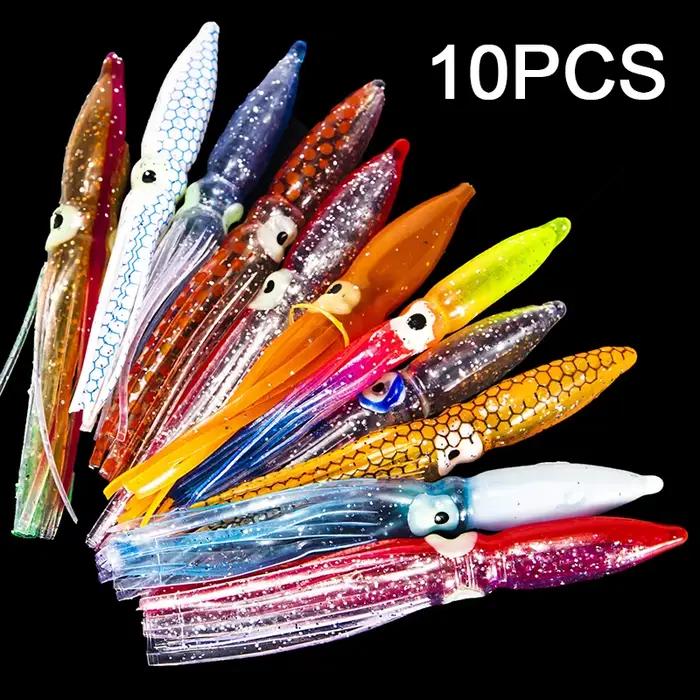 10 leurres souples poulpe 8cm appâts artificiels pour pêche thon espadon voilier