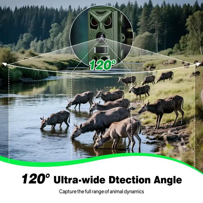 Caméra trail 4K avec déclenchement 0.8s et écran IPS 2.0'' pour reconnaissance animalière extérieure étanche