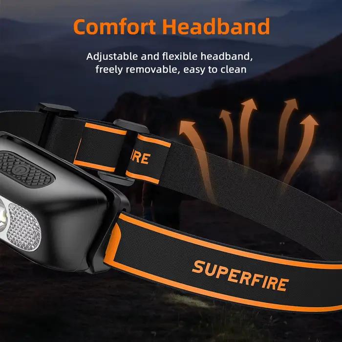 SUPERFIRE mini frontale puissante USB pêche - Capteur mouvement étanche pour pêche travail
