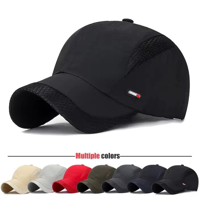 Chapeau soleil mesh rouge étiquette cuir pêche sport outdoor séchage rapide protection UV été