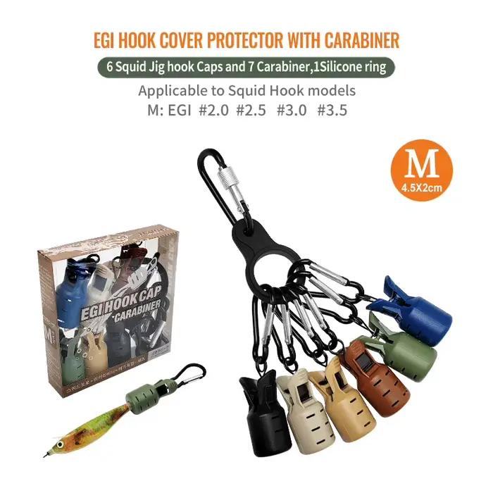 Protecteur leurre calmar 6 pièces webfoot avec mousqueton pour pêche à l'encornet en mer