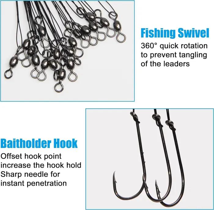 Montage fishing hook avec leader rig et rolling swivel pour pêche en eau douce et pêche au vif