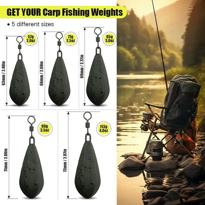 Plombs de pêche à la carpe 56g à 113g avec pendentif - Échange rapide des plombs plats