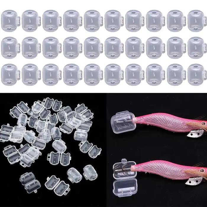 30 coques protectrices hameçons calmar : manchons isolation gros poissons, protection crevettes bois