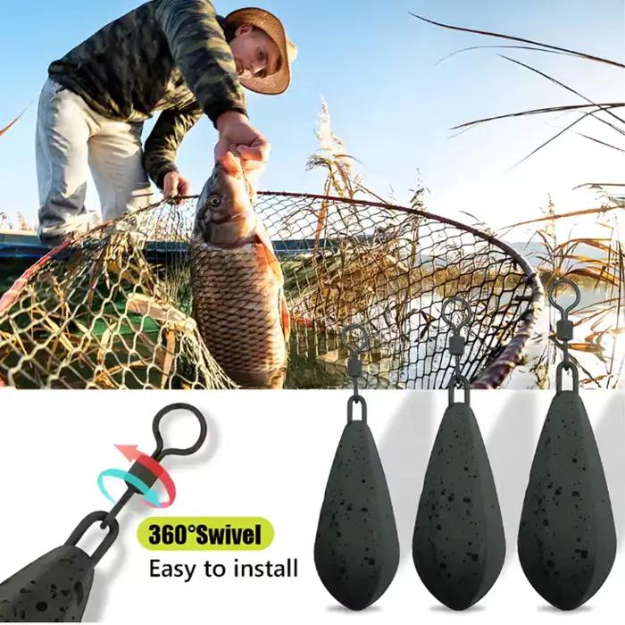 Anneau Tournant en Plomb Forme Feuille de Saule Facilitant Pêche Distance Longue Portée Occasions Spéciales
